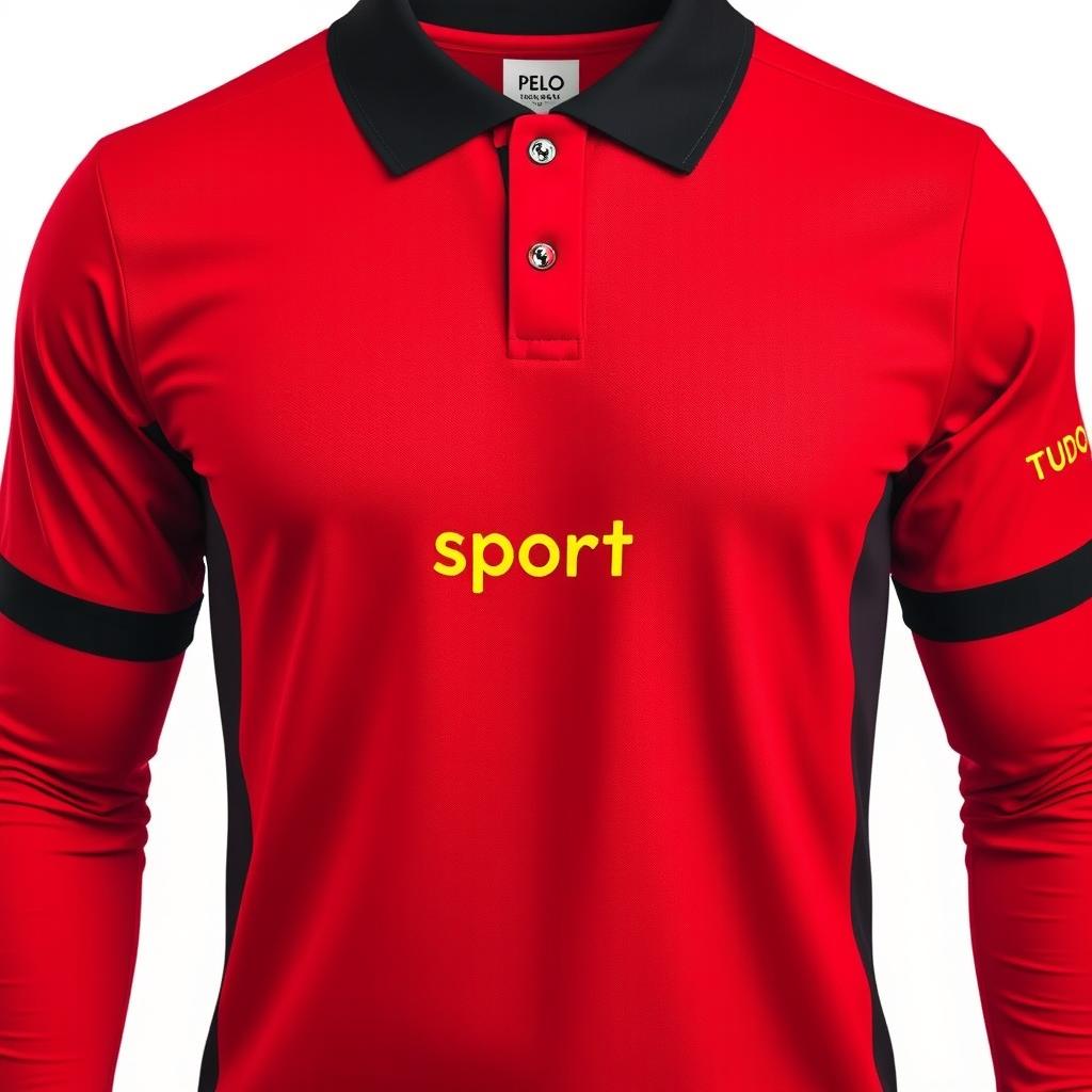 A vibrant red football jersey with three vertical black stripes, exuding a bold and athletic vibe