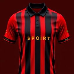 A vibrant red football jersey with three vertical black stripes, exuding a bold and athletic vibe