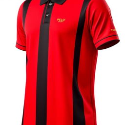 A vibrant red football jersey with three vertical black stripes, exuding a bold and athletic vibe