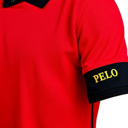 A vibrant red football jersey adorned with three vertical black stripes, exuding a bold and dynamic style