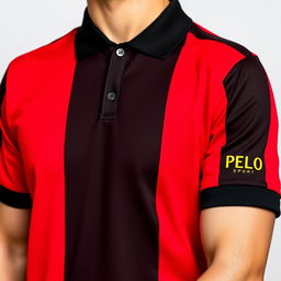 A vibrant red football jersey adorned with three vertical black stripes, exuding a bold and dynamic style