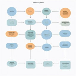 A simplified, vertical illustration representing the various processes carried out in operating systems, emphasizing streamlined flowcharts and process diagrams