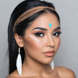 Pocahontas reimagined as a talented eyelash extension artist, showcasing her skill and style