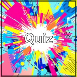 A vibrant and eye-catching cover for a quiz, showcasing an explosion of colors like neon pinks, electric blues, and bright yellows