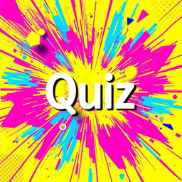 A vibrant and eye-catching cover for a quiz, showcasing an explosion of colors like neon pinks, electric blues, and bright yellows