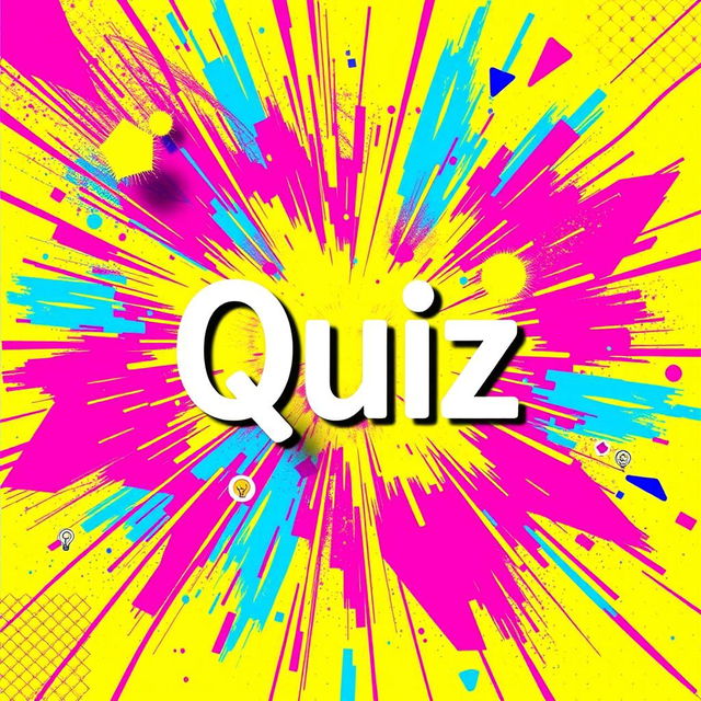 A vibrant and eye-catching cover for a quiz, showcasing an explosion of colors like neon pinks, electric blues, and bright yellows