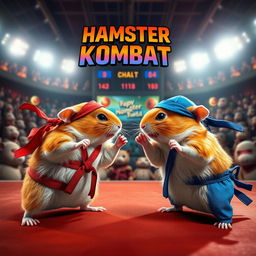 A dynamic and exciting YouTube thumbnail depicting a fictional game called 'Hamster Kombat'