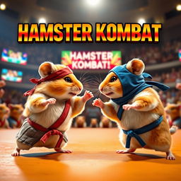 A dynamic and exciting YouTube thumbnail depicting a fictional game called 'Hamster Kombat'