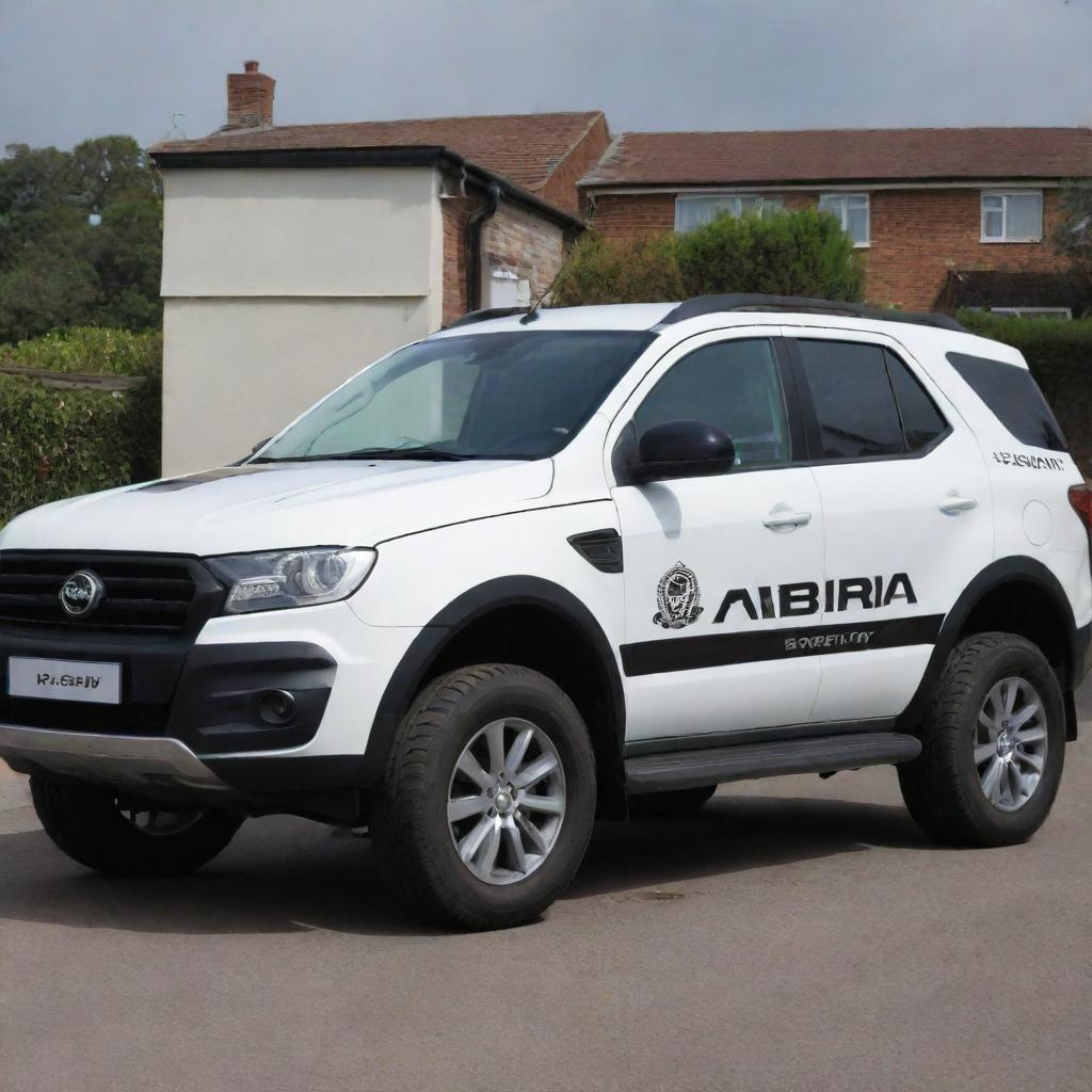 A sleek, black and white escort vehicle marked with 'Ambra Security Service Escort Unit' bold graphics