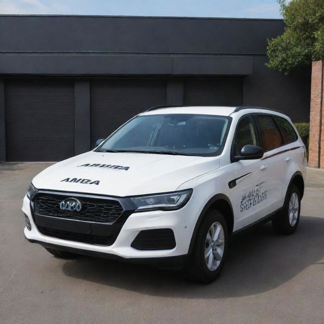 A sleek, black and white escort vehicle marked with 'Ambra Security Service Escort Unit' bold graphics