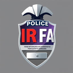 A police investigation style badge labeled IRFA (Investigação e Registo Fenómeno Aereos), featuring a sleek and professional design