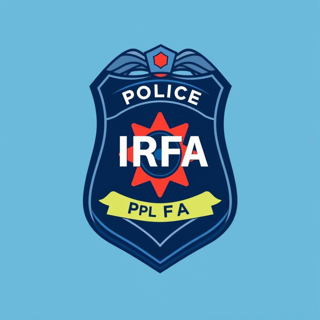 A police investigation style badge labeled IRFA (Investigação e Registo Fenómeno Aereos), featuring a sleek and professional design