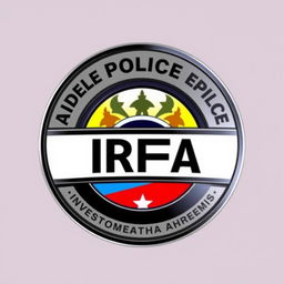 A police investigation style badge labeled IRFA (Investigação e Registo Fenómeno Aereos), featuring a sleek and professional design