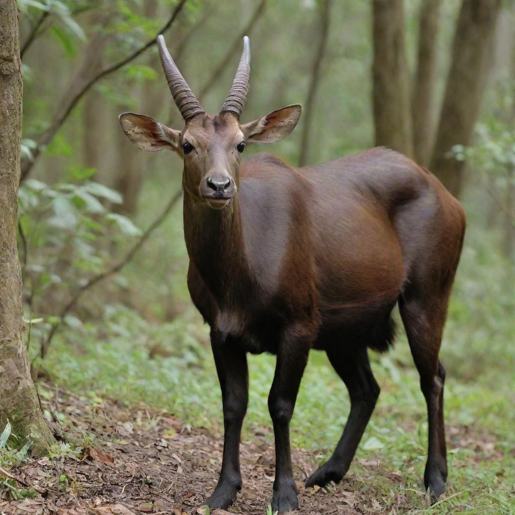 Generate an educational poster detailing the Saola in Vietnam. The poster includes relevant information such as location, habitat, population, why it's endangered, conservation status, size, weight, diet, and guidelines on protection.