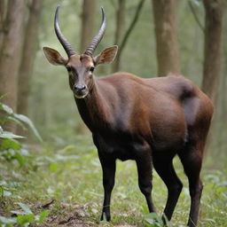 Generate an educational poster detailing the Saola in Vietnam. The poster includes relevant information such as location, habitat, population, why it's endangered, conservation status, size, weight, diet, and guidelines on protection.