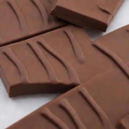 A rich and indulgent milk chocolate bar melting seductively, revealing silky ribbons of liquid chocolate.