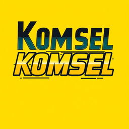 A vibrant yellow t-shirt design featuring the bold text 'Komsel X' prominently displayed in a modern and eye-catching font