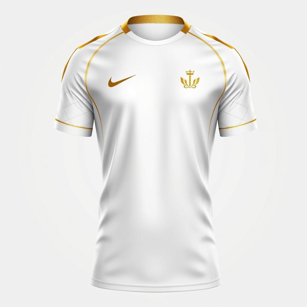 A sleek and modern sports jersey design featuring elegant white and gold colors