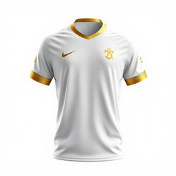 A sleek and modern sports jersey design featuring elegant white and gold colors