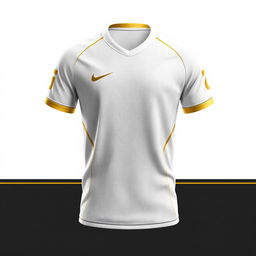 A sleek and modern sports jersey design featuring elegant white and gold colors