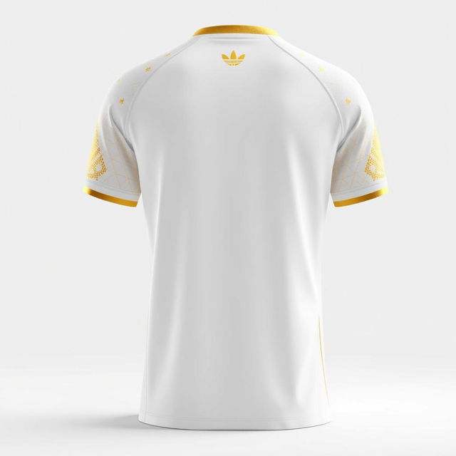 A sleek and modern sports jersey design featuring elegant white and gold colors