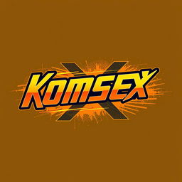 A stylish yellow-orange t-shirt design featuring the italicized text 'Komsel X' prominently displayed in a modern and dynamic font