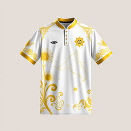 A jersey design with a sophisticated white and gold color palette, inspired by the rich culture of Bengkulu