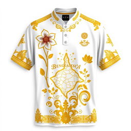 A jersey design with a sophisticated white and gold color palette, inspired by the rich culture of Bengkulu