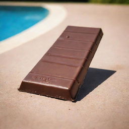 A tantalising scene of a richly dark chocolate bar slowly melting under the brilliant heat of a summer sun.