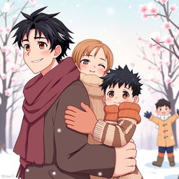 Book cover for 'Cherry Blossoms in Winter' in a cute anime style