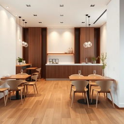 Design a minimalist cafe inspired by the provided image, featuring sleek, simple lines and a focus on elegance