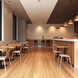 Design a minimalist cafe with a focus on elegance and simplicity, inspired by the provided image