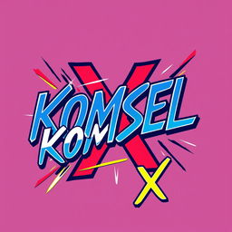 A captivating and dynamic typography design for a t-shirt, featuring the words "KOMSEL X"