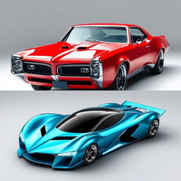 A futuristic fusion of a 1967 Pontiac GTO and a sleek hypercar