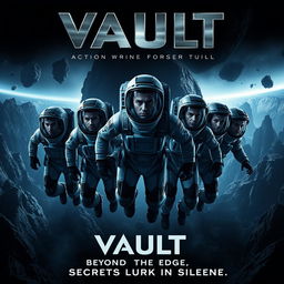 An intense action-thriller-horror film poster for the movie titled "VAULT