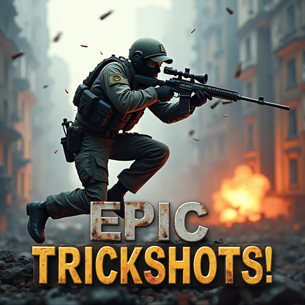 An action-packed Call of Duty trickshot thumbnail for YouTube