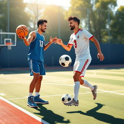 A realistic depiction of the friendship between a basketball player and a soccer player