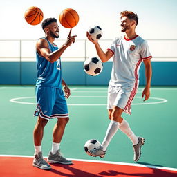 A realistic depiction of the friendship between a basketball player and a soccer player