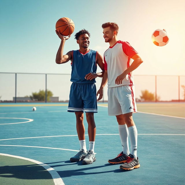 A realistic depiction of the friendship between a basketball player and a soccer player