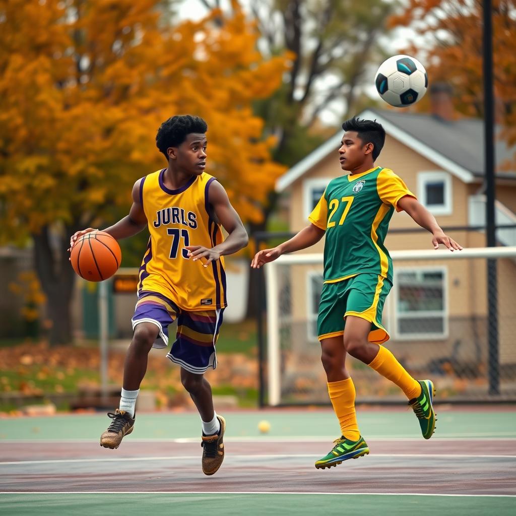 A heartwarming scene from the coming-of-age film "Home Town Heroes" illustrating the friendship between two athletes