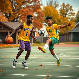 A heartwarming scene from the coming-of-age film "Home Town Heroes" illustrating the friendship between two athletes