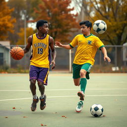 A heartwarming scene from the coming-of-age film "Home Town Heroes" illustrating the friendship between two athletes