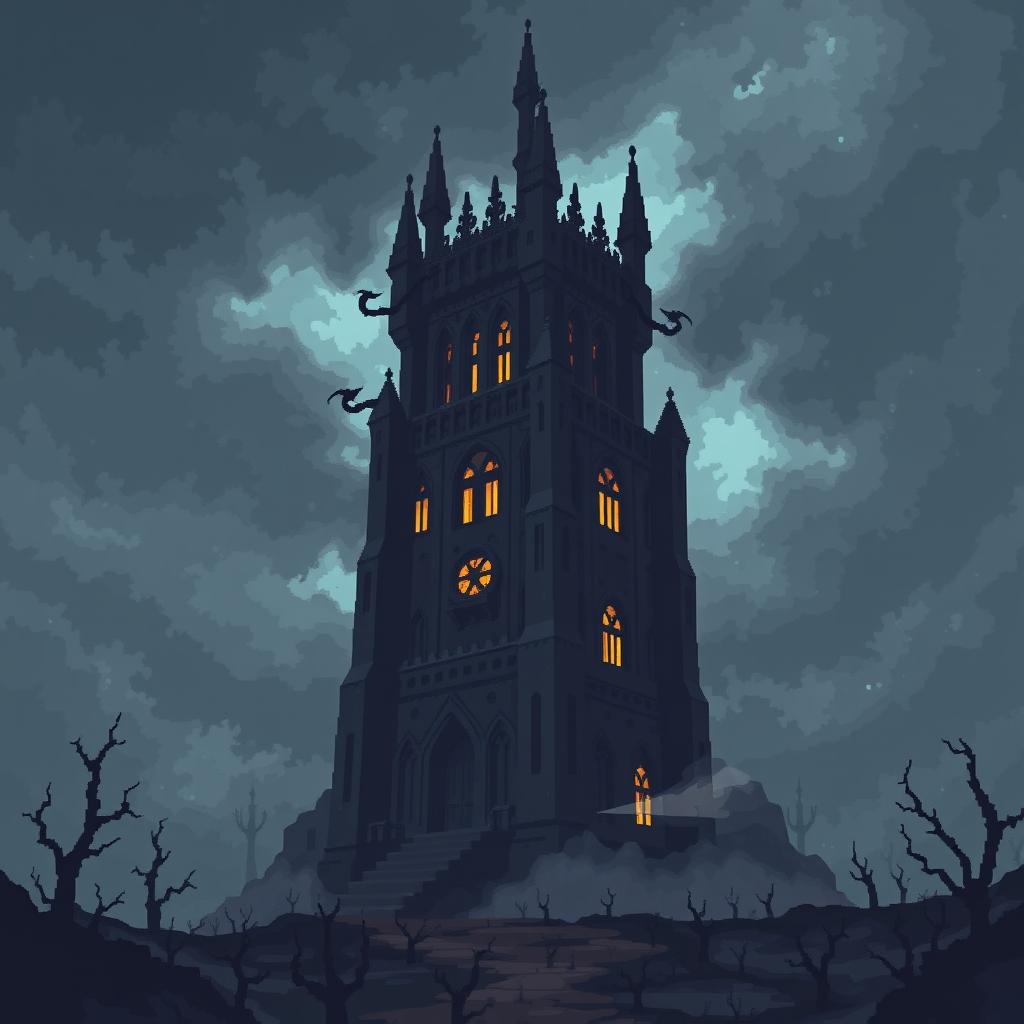 The Soul Hunter's Tower depicted in pixel art style