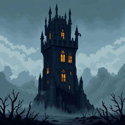 The Soul Hunter's Tower depicted in pixel art style