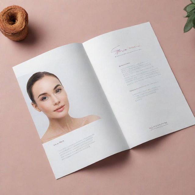 Design an elegant and clean brochure dedicated to 'Her Skin' by Kath Melendez. It should evoke appeal and resonance with target audience.