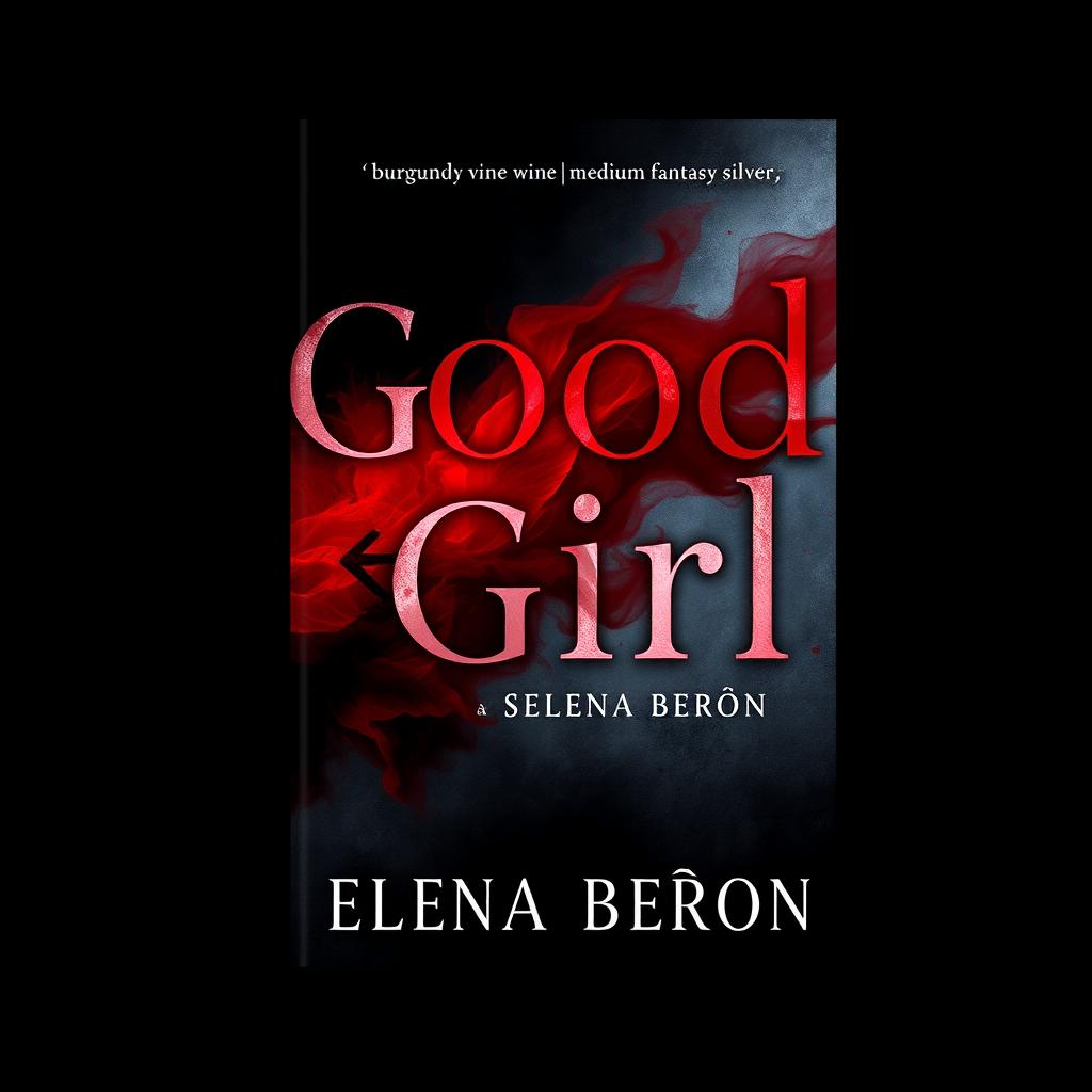 Book cover design featuring the title 'Good Girl' in a captivating blend of colors: black, red, burgundy wine, and medium fantasy silver