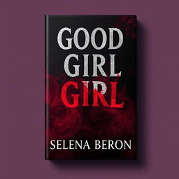 Book cover design featuring the title 'Good Girl' in a captivating blend of colors: black, red, burgundy wine, and medium fantasy silver