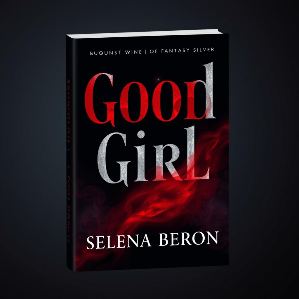 Book cover design featuring the title 'Good Girl' in a captivating blend of colors: black, red, burgundy wine, and medium fantasy silver