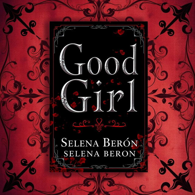 An intriguing book cover titled 'Good Girl' with a palette of deep black, vibrant red, and rich wine colors