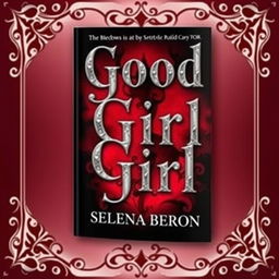 An intriguing book cover titled 'Good Girl' with a palette of deep black, vibrant red, and rich wine colors